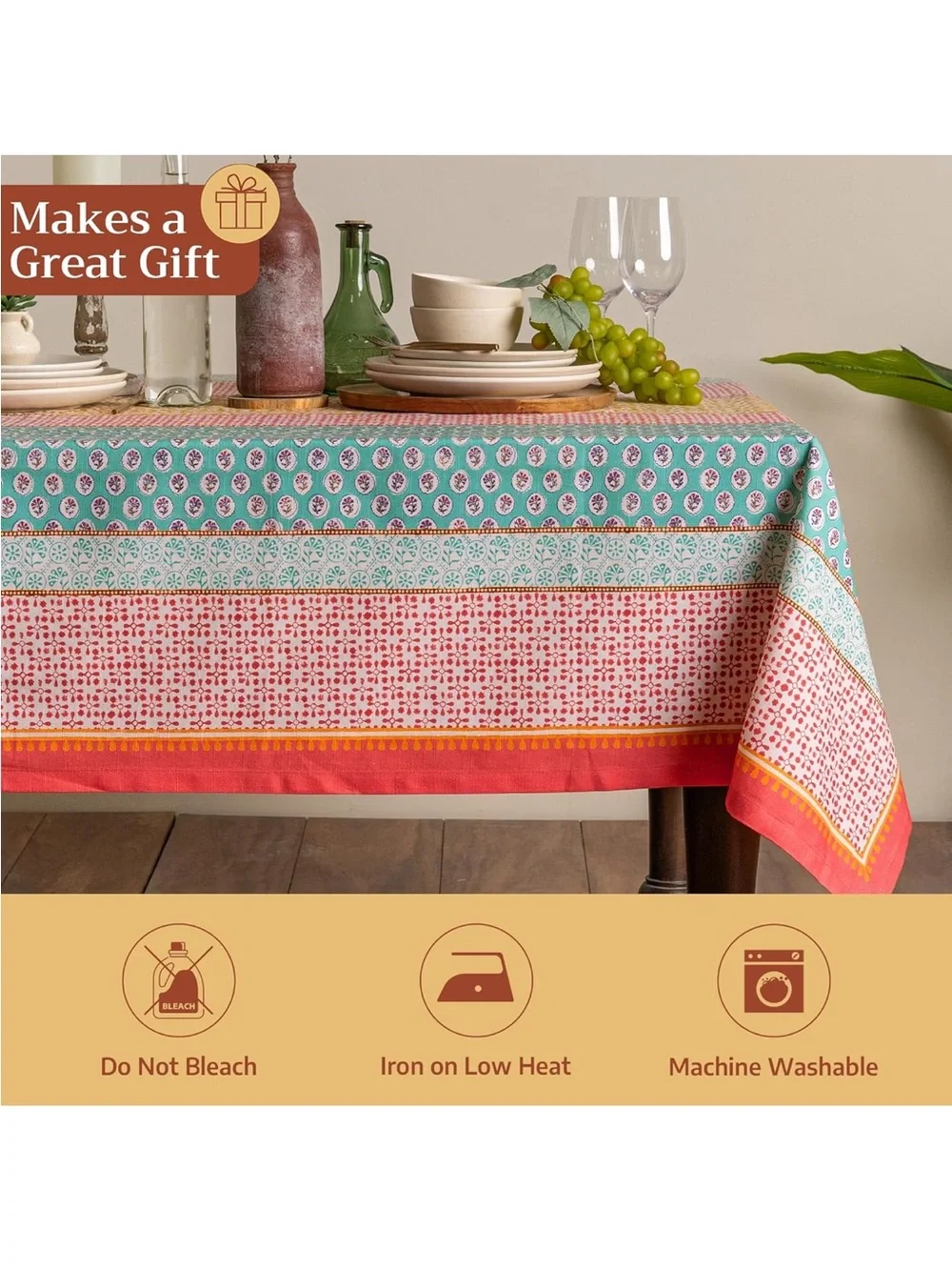 Maison d' Hermine Table Cloth Rectangle Table 100% Cotton 60 x 90 Inches nwt